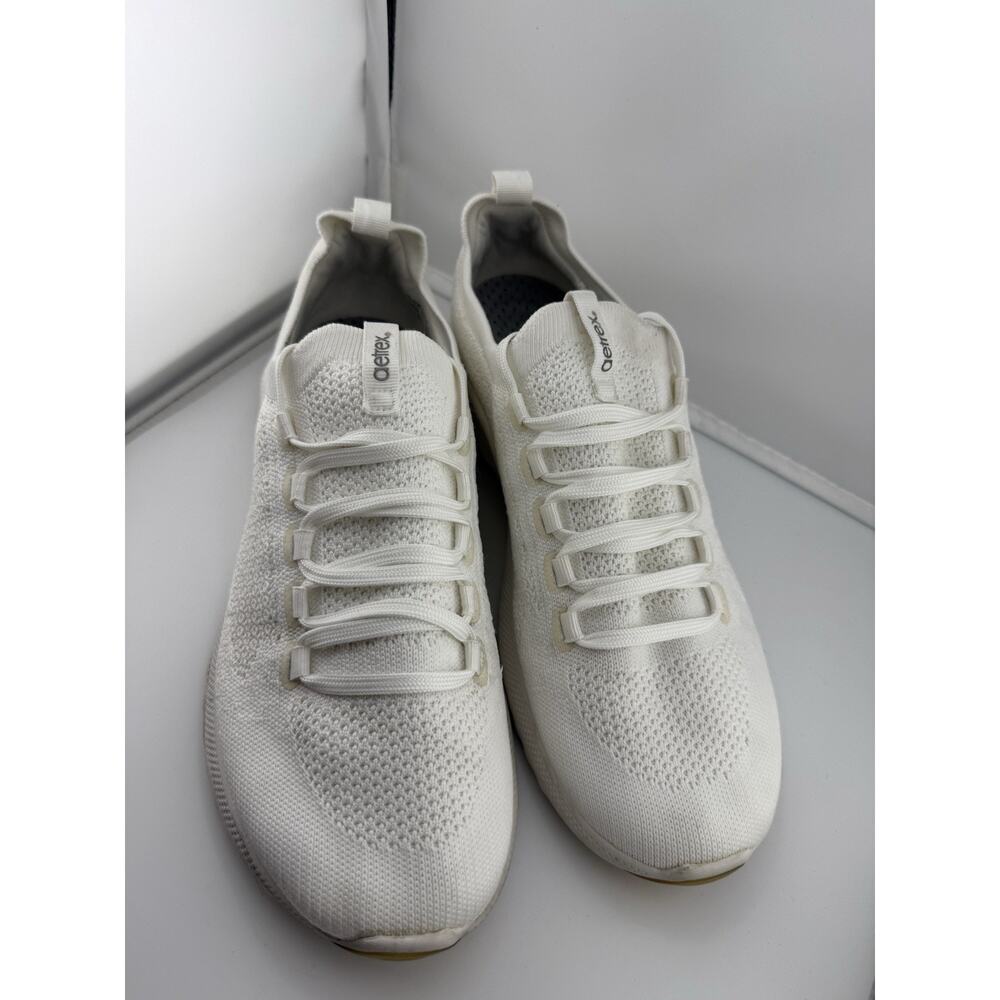Aetrex Carly White Knit Athletic Sneakers Washable Arch Support Cushion Size 10
